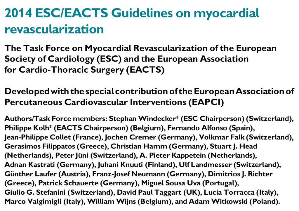 2014 ESC/EACTS-Leitlinien zur myokardialen