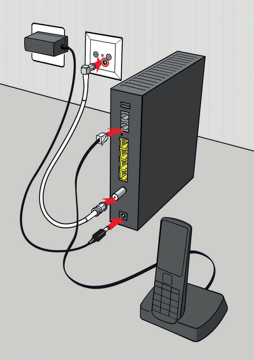 TELEFONIE Lieferumfang Wenn Sie Thurcom Telefonie abonniert haben, erfolgt der Anschluss des analogen Telefongerätes direkt am Kabelmodem.