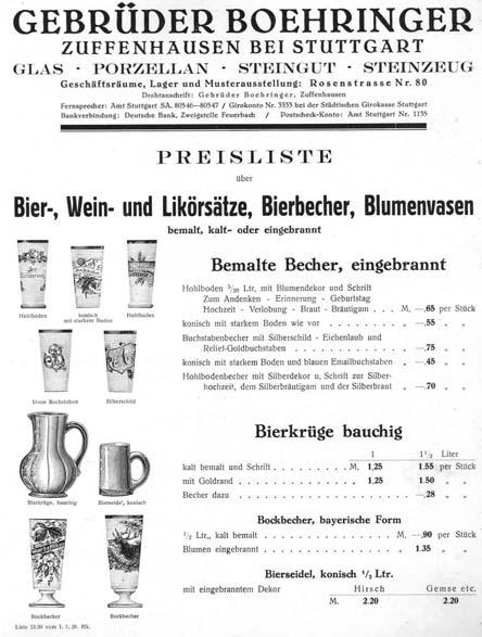 Abb. 2004-3-2/023 Musterbuch Boehringer 1928, Biersätze.