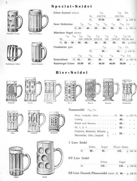 Abb. 2004-3-2/003 Musterbuch Boehringer 1927, Tafel 2, Bier-Seidel Abb.