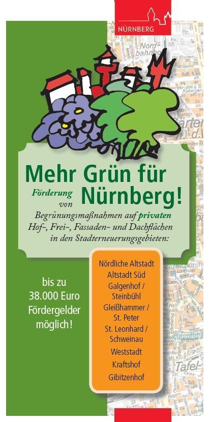6 Kommunale Förderprogramme Nürnberg*: Mehr Grün für Nürnberg Ziel: attraktivere Gestaltung der vorhandenen Lebensräume und die Verbesserung der Luftqualität Entsiegelung und Begrünung von Höfen und