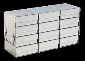 Edelstahlgestelle + Kartonboxen Lagerboxen mit 133x133 mm Standfläche Für Temperaturen bis -80 C Feuchtigkeitsbeständige Beschichtung Kartonboxen für die Tiefkühllagerung Karton-Lagerboxen