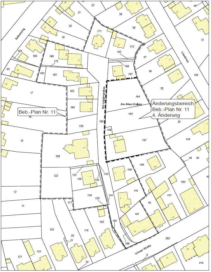 Abbildung : Änderungsbereich.Änderung Bebauungsplan Nr. 11 Anger Unnaer Straße Rechtliche Grundlage Verfahren nach a BauGB (beschleunigtes Verfahren) Mit der Neufassung des Baugesetzbuches zum 01.