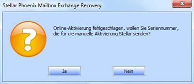 Manuelle Registrierung Um die Software manuell zu registrieren: 1. Starten sie die Demo Version von Stellar Phoenix Mailbox Exchange Recovery. 2.