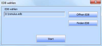 EDB-Datei wählen Um eine EDB Datei auszuwählen: Klicken Sie EDB wählen aus dem File Menu. wählen EDB Dialogfenster öffnet sich.