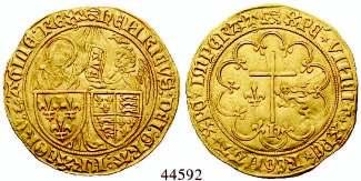 44592 FRANKREICH Henri VI., 1422-1453 Salut d or 1443-1444, Saint-Lô. 3,44 g.