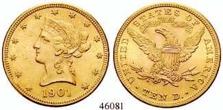 46081 46069 10 Dollars 1901, Philadelphia. Liberty. Gold. 15,05 g fein. Friedb.158; KM 102.