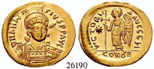Stern; im Abschnitt CONOB. Gold. RIC 605. vz 690,- BYZANTINISCHE MÜNZEN 44212 44211 Tiberius II.