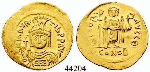 , vz-st 650,- 44203 44204 Mauricius Tiberius, 582-602 Solidus 584-602, Constantinopel. 4,43 g.