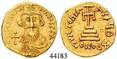 Constantinopel. 4,34 g. Büsten von Heraclius und Heraclius Constantinus von vorn / Stufenkreuz.
