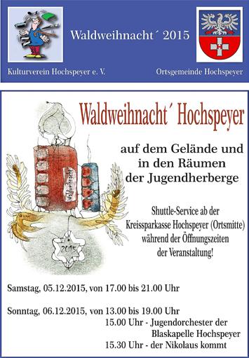 Enkenbach-Alsenborn - 17 - Ausgabe 49/2015 Aktiv für Hochspeyer e.v. Christbaumschmücken und Spendenaktion Leider musste die geplante Feier am 1.