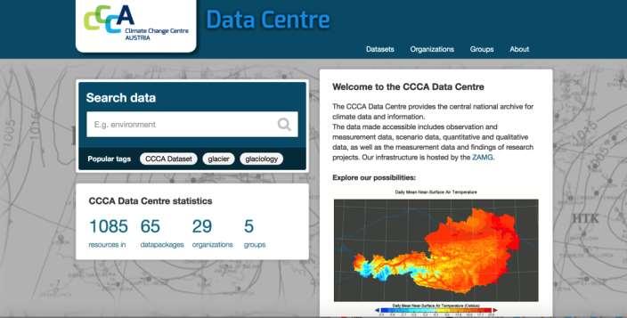 CCCA Datenzentrum Folgende Datensätze stehen am CCCA Datenzentrum frei zur Verfügung: Rohdaten berechneter Indikatoren Aufbereitete Daten zur