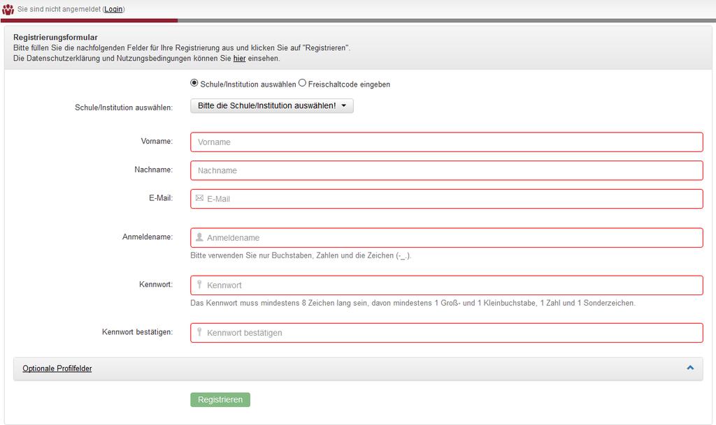 2. Neuanmeldung Selbstregistrierung auf Moodle@RLP Über die Webseite von Moodle@RLP auf