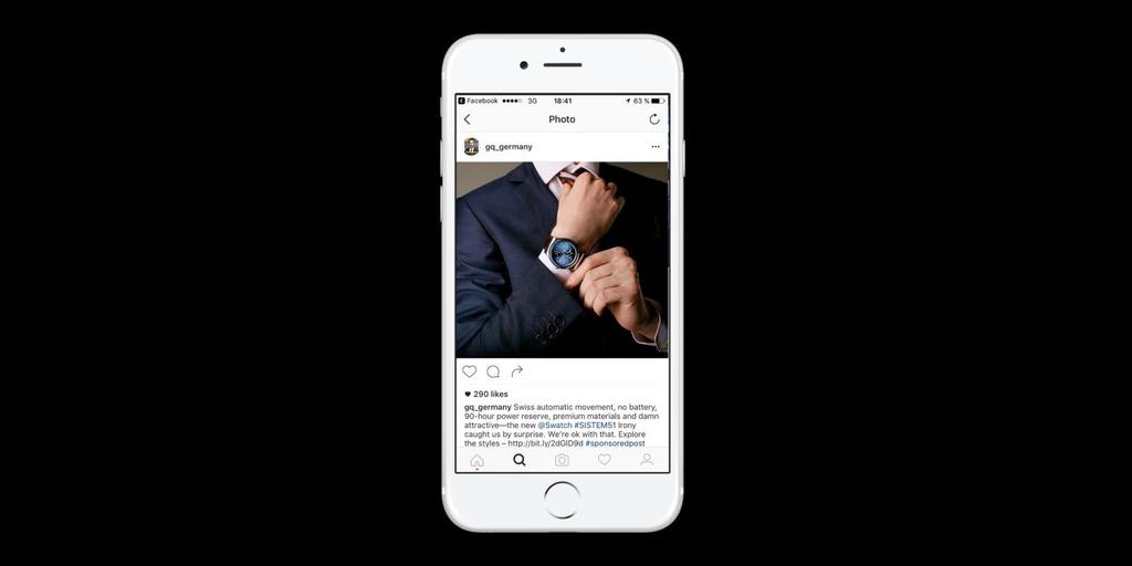 AD SOCIAL MEDIA Instagram Foto- oder Link-Ad Inszenierungen Sie Ihre Marke möglichst nativ mit einem Instagram Ad im Look & Feel von AD.