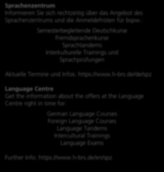 : Semesterbegleitende Deutschkurse Fremdsprachenkurse Sprachtandems Interkulturelle Trainings und Sprachprüfungen Aktuelle Termine und Infos: