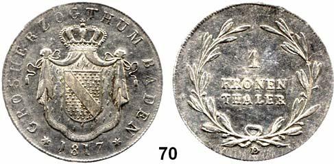 10 Deutsche Münzen und Medaillen Baden - Durlach Karl Ludwig Friedrich 1811 1818 70 Kronentaler 1817 D, Karlsruhe. Kahnt 17i.