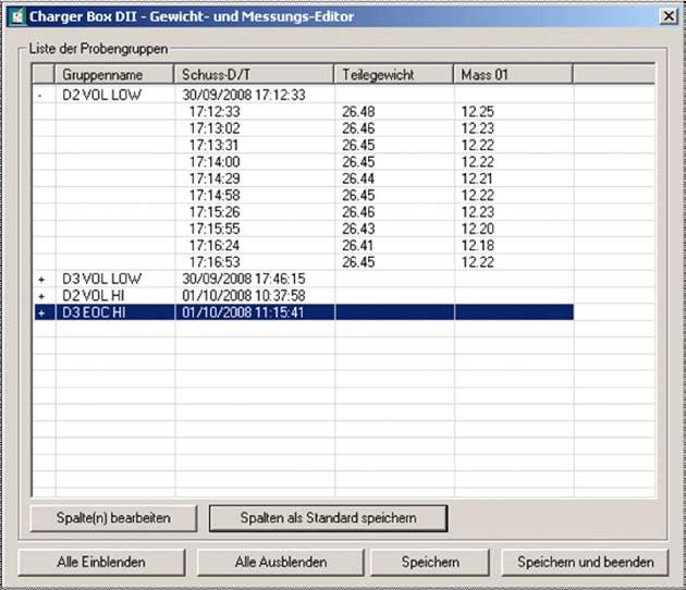 Messungs-Editor Der Messungs-Editor wird zusammen mit dem Part Sampling Tool der edart-software verwendet.