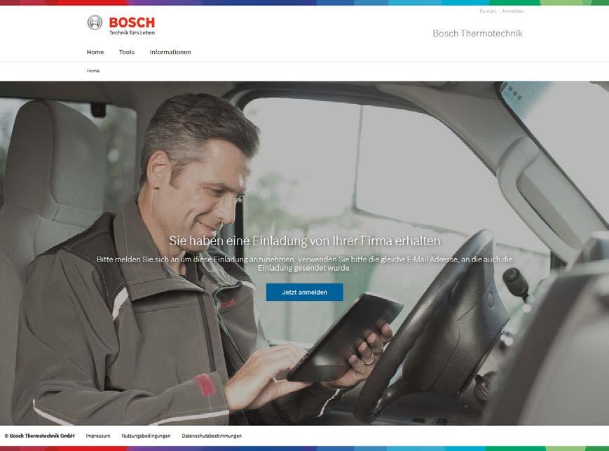 Bosch Partner Portal 7 4 Bosch-Einladung wird verschickt. Der eingeladene Mitarbeiter erhält an seine E-Mail-Adresse eine Einladung von Bosch. 5 Einladung annehmen.