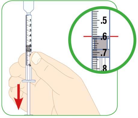 Halten Sie das Unterteil der Ampulle fest und drehen Sie das Oberteil der Ampulle vorsichtig, bis es sich vom Unterteil gelöst hat. Befestigen Sie die Nadel nicht auf der Spritze.