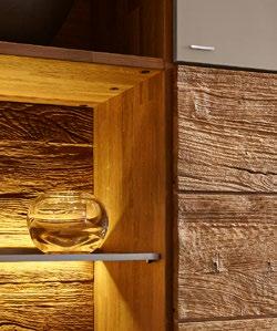 105 x 75, H 46 cm TOLEDO in Umato core oak / application textured wood / fango matt glass approx. W 336, H 178, D 49/25 cm; sideboard 4195, approx.