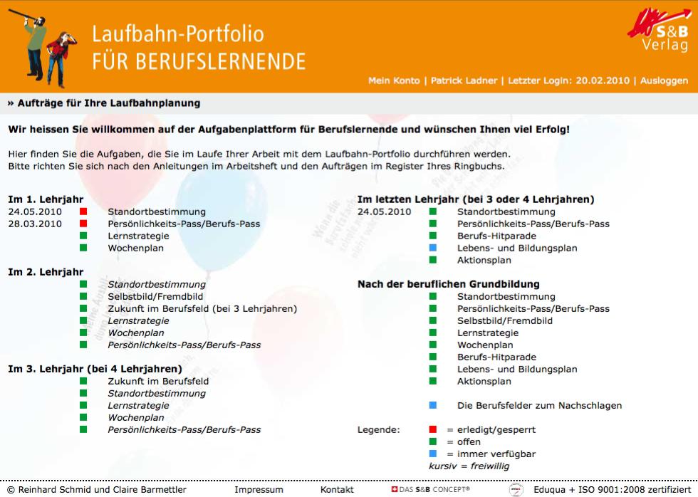 Aufbau Online-Arbeitsplattform Aufträge aufgeteilt nach Lehrjahren für den Berufsfachschulunterricht und Aufträge für die Beratung mit