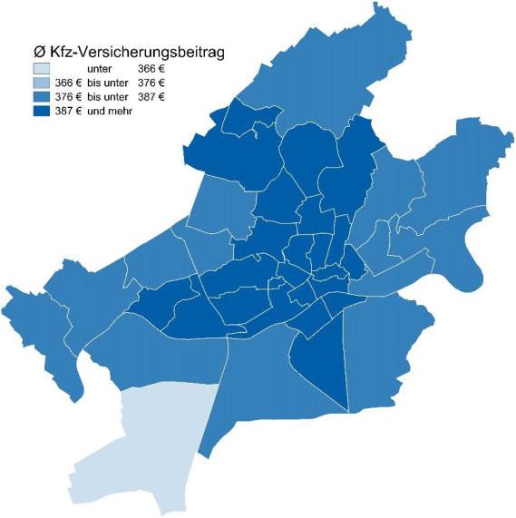4. Frankfurt a. M.: In der hessischen Metropole unterscheiden sich die Kfz-Beiträge um bis zu zwölf Prozent Frankfurt a. M. Alleinnutzer max.
