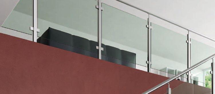 GE-8000 Geländer mit Glasklemmen an eckigen/runden Pfosten Geländer geländer mit eckigen Pfosten und eckigen Glasklemmen Montage Pfosten Balkon zum aufdübeln Treppe zum aufdübeln hochglanzpoliert