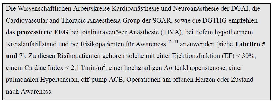 Anästhesiemonitoring:Empfehlung EEG zur Delirvermeidung in Diskussion M.
