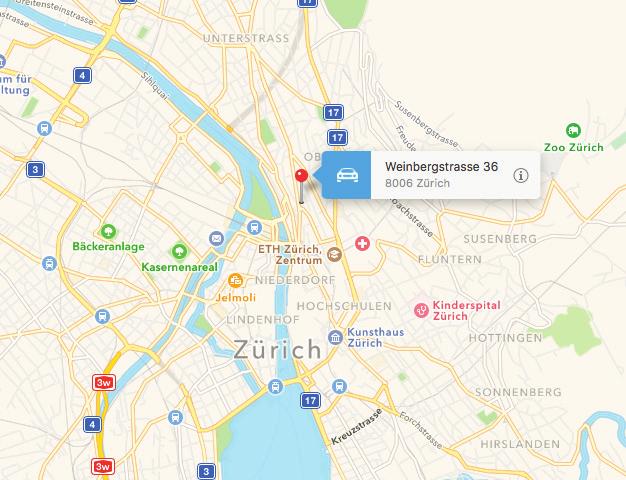 Anfahrt und Information Erreichbarkeit des Tagungsorts, Saal Pfarreizentrum Liebfrauen, Weinbergstrasse 36, Zürich Benützen Sie bitte öffentliche Verkehrsmittel.