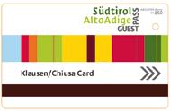 Klausen Card - alps & wine Chiusa Card - alps & wine Unsere Gästekarte kombiniert die Mobilität und Museumsangebote der 7-Tages museumobil Card und bietet Ihnen zusätzlich für 365 Tage im Jahr eine