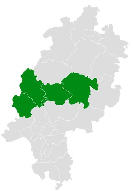 Gesamtentschuldung je Regierungspräsidiumsbezirk: Gießen 4 Landkreise: 406,9 Mio.