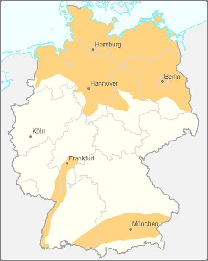 1: Die wichtigsten Horizonte und Regionen für eine hydrogeothermische Nutzung in Deutschland.