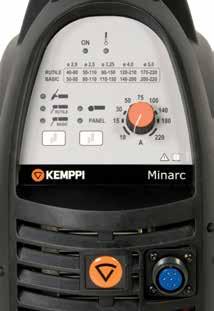 Technische Daten Minarc 220 Anschlussspannung 3~, 50/60 Hz 400 V -20 % +15 % Anschlussleistung E-Hand 35 % ED 220 A 100 % ED 150 A Ausgangsleistung bei 40 C WIG 35 % ED 220 A 60 % ED 220 A / 28,8 V