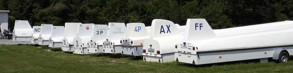 Flugzeugmontage und Rückholanhänger Segelflugzeuganhänger bereit für Rücktransport Für den Bodentransport der Segelflugzeuge werden die Flugzeuge zerlegt in einem Anhänger versorgt.