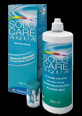 Pflegemittel weich SOLOCARE AQUA Multifunktionslösung für alle weichen Kontaktlinsen Reinigen, Desinfizieren, Abspülen, Aufbewahren, Proteine entfernen Für alle weichen Kontaktlinsen Packungsgrößen: