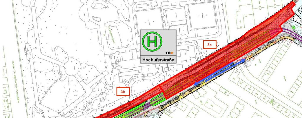 Bauphasen des Projekts Bauphase 1a (2013) Bauphase 1a in sieben Teil-Bauabschnitten (1/7): Westseite der Hochuferstraße
