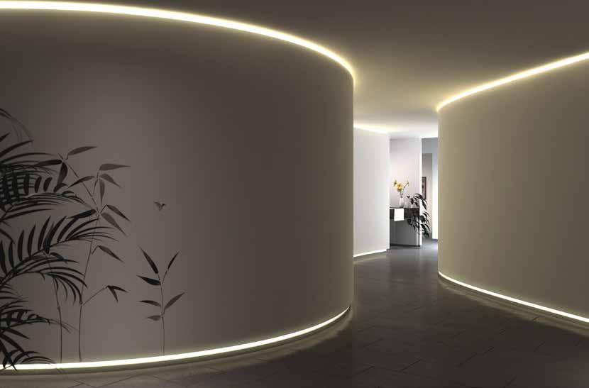 SNL FLEX Integrierte indirekte Beleuchtung für Bogenlösungen mit vielen Montagemöglichkeiten Nahtlose Integration von LED-Strips in Wände oder Decken.