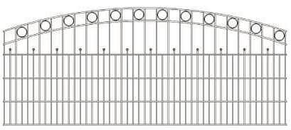 Schmuckzaun ROTONDO aus Aluminium Schmuckzaunfelder Höhen Länge Gittermatte Maschenweite Farben 810, 1010, 1210 2422 U-Profil 10/24/10/2 mit durchgehenden Aludrähten, Ø 8 verschweißt und mit Spitzen