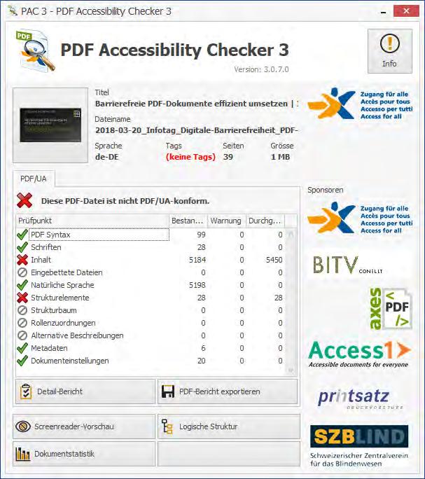 4.1 PAC Erweiterung zu WCAG-Checker für PDF ist geplant Sponsoring