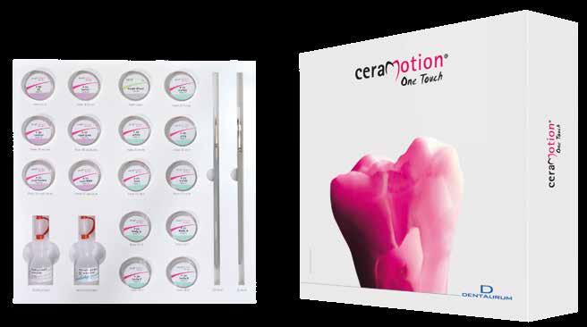 Die ceramotion One Touch Produkte. Das ceramotion One Touch Set umfasst 16 Einzelmassen sowie Spezialflüssigkeiten und Zubehör.