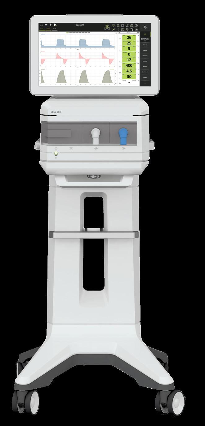 elisa 800 VIT/ elisa 600 elisa 800 VIT elisa 800 VIT kombiniert die vielfältigen Möglichkeiten eines modernen Intensivventilators im Top-Segment mit der ventilatorintegrierten Tomografie.