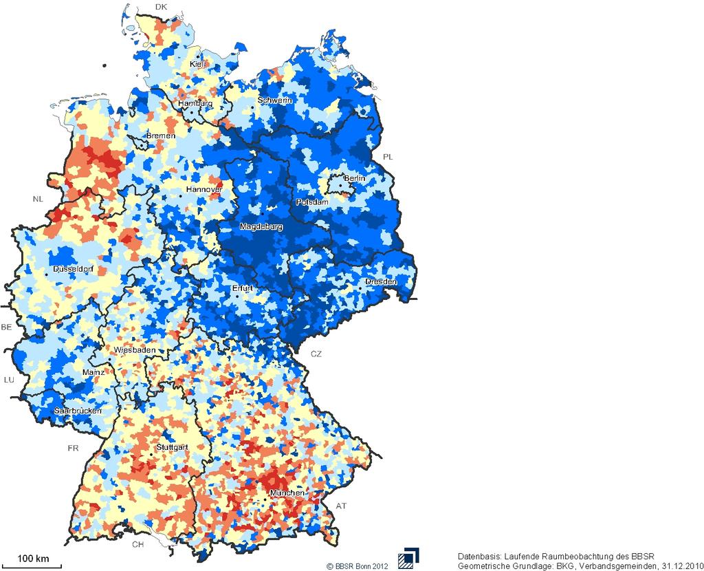 Natürlicher Saldo 1994 bis 2010 Natürlicher Saldo je 1000 Einwohner 1994 bis 2010 bis unter