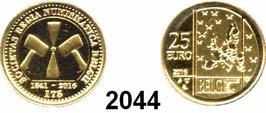 ...Polierte Platte** 100,- 2045 12 1/2 Euro 2016 (1,25 g fein). Belgisches Königshaus - Elisabeth. GOLD Im Originaletui mit Zertifikat.