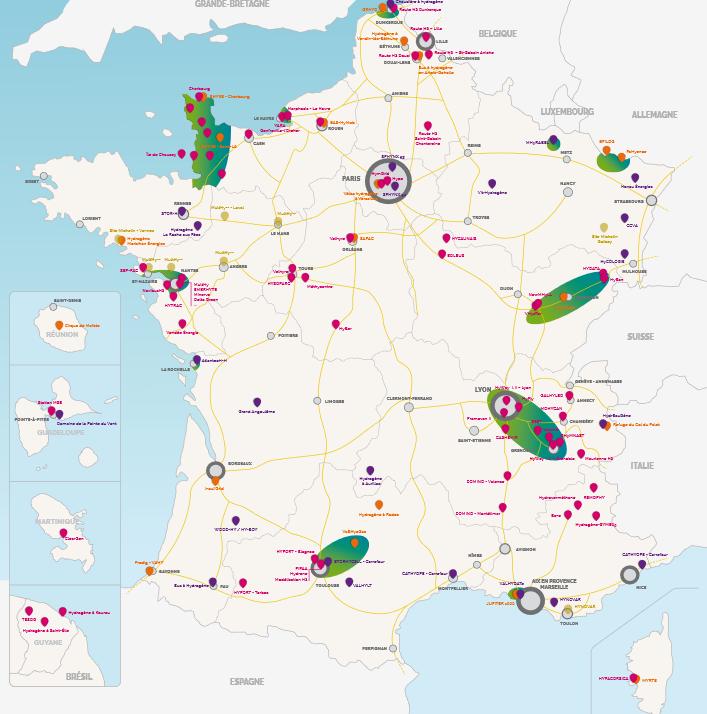 Wasserstoff in Frankreich und der Welt Anlagen in Frankreich Im Rahmen der