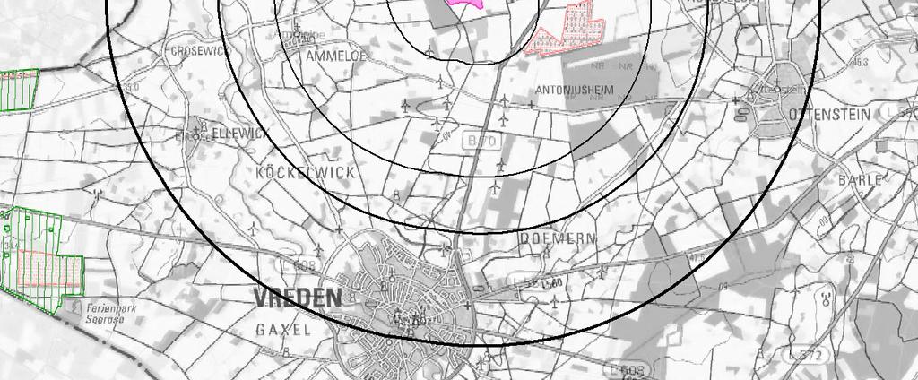 1: Prüfradien um die WKZ Südlich des Munitionsdepots (WEA-KZ2) und NATURA-2000-Gebiete Quelle Kartengrundlage: Geodatenbasis NRW, Bezirksregierung Köln 2016.