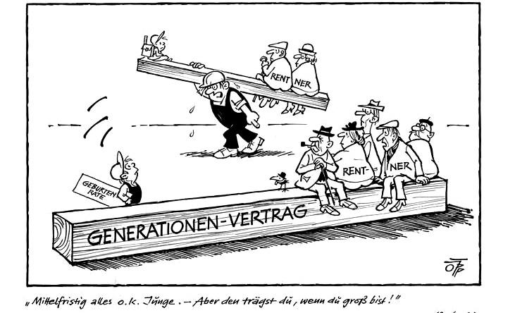 cartoon: Generationenvertrag diskutieren Arbeitsauftrag 1 Arbeitsauftrag 2 Arbeitsauftrag 3 Zeichner: Rudolph Schöpper, 12.