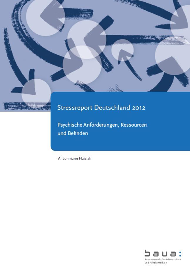Stressreport Deutschland 2012, BAuA 46 48 50 52 54 56 58 60 verschiedene Arbeiten gleichzeitig betreuen starker Termin- und Leistungsdruck ständig wiederkehrende