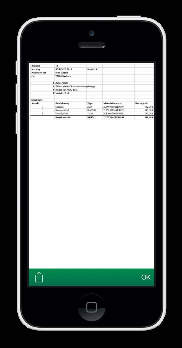 EDS Zählerplatz App Excel-Anzeige &