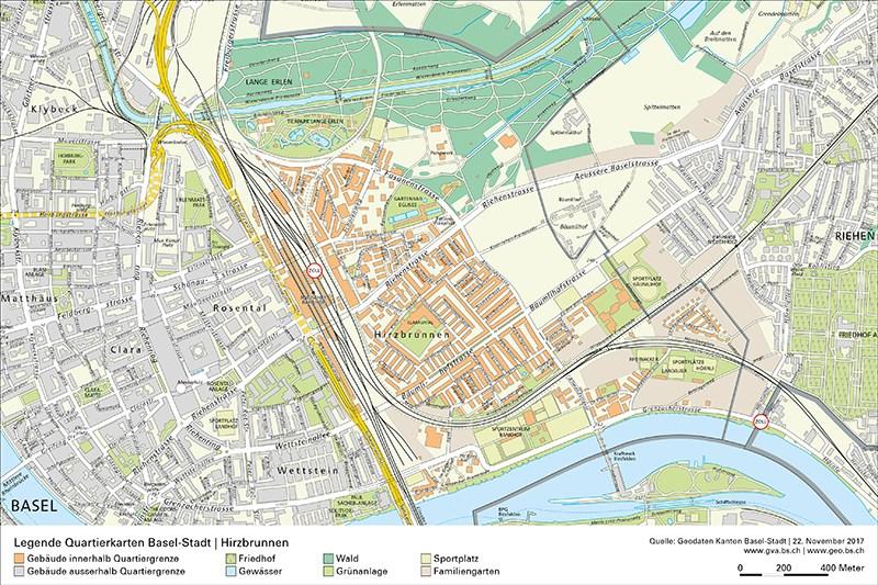 Kurzportraits 2018 Kleinbasel 15. Hirzbrunnen Städtisches Naherholungsgebiet Nach einem der dortigen Landgüter erhielt das Quartier Anfang der 1930er-Jahre den Namen Hirzbrunnen.