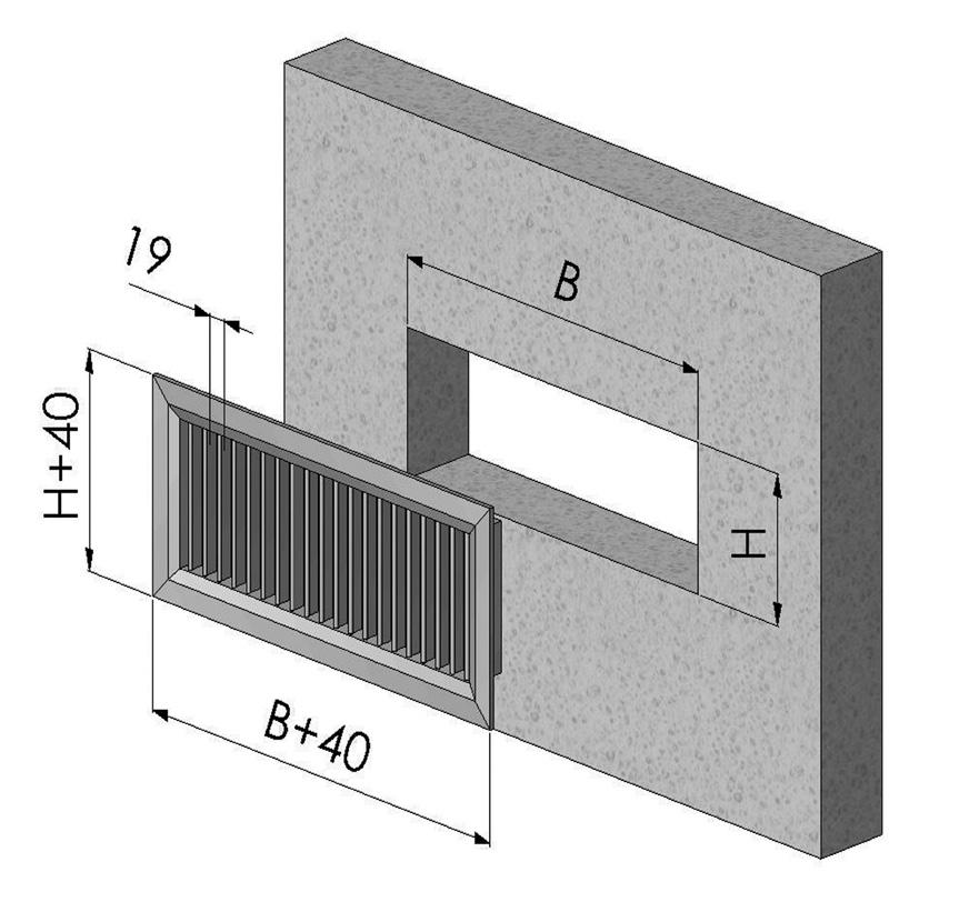 ABMESSUNGEN Abmessungen im Querschnitt Abmessungen in 3D Ausführung In der Standardausführung sind die Gitter der Serie DA aus stranggepresstem Aluminium natureloxiert.